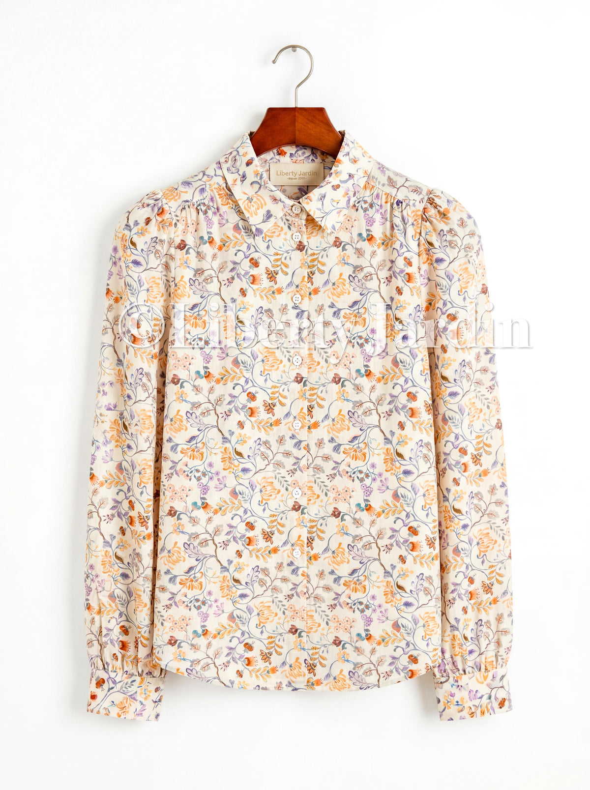 Liberty Of London Gather Blouse, Long Sleeves Button Up Shirt, Collared Handmade Chemise, Botanical Top, Personalised Customised Clothing