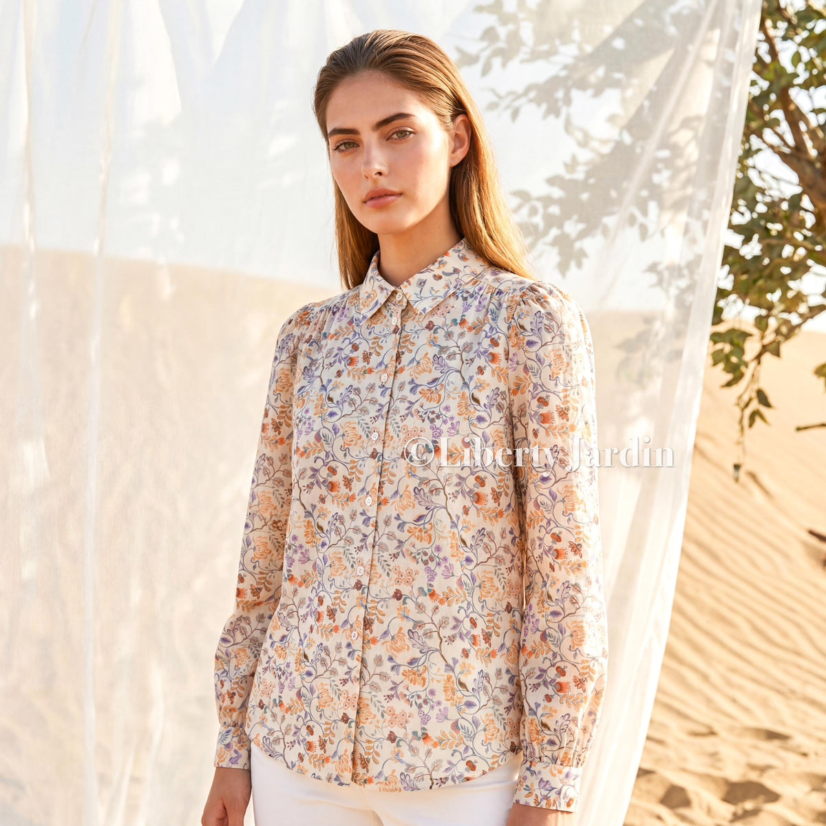 Liberty Of London Gather Blouse, Long Sleeves Button Up Shirt, Collared Handmade Chemise, Botanical Top, Personalised Customised Clothing