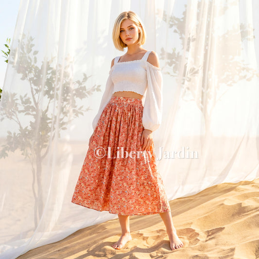 Liberty London Handmade Skirt, Luxury A-line Panel Skirt, Personalised Sustainable Clothing, Botanical Customised Womenswear, Floral Robe
