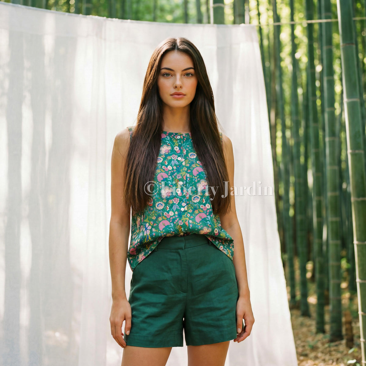 Liberty London Sleeveless Top, Handmade Button Up Blouse, Botanical Cotton Shirt, Personalised Bespoke Tailoring Clothing, Sustainable Wear