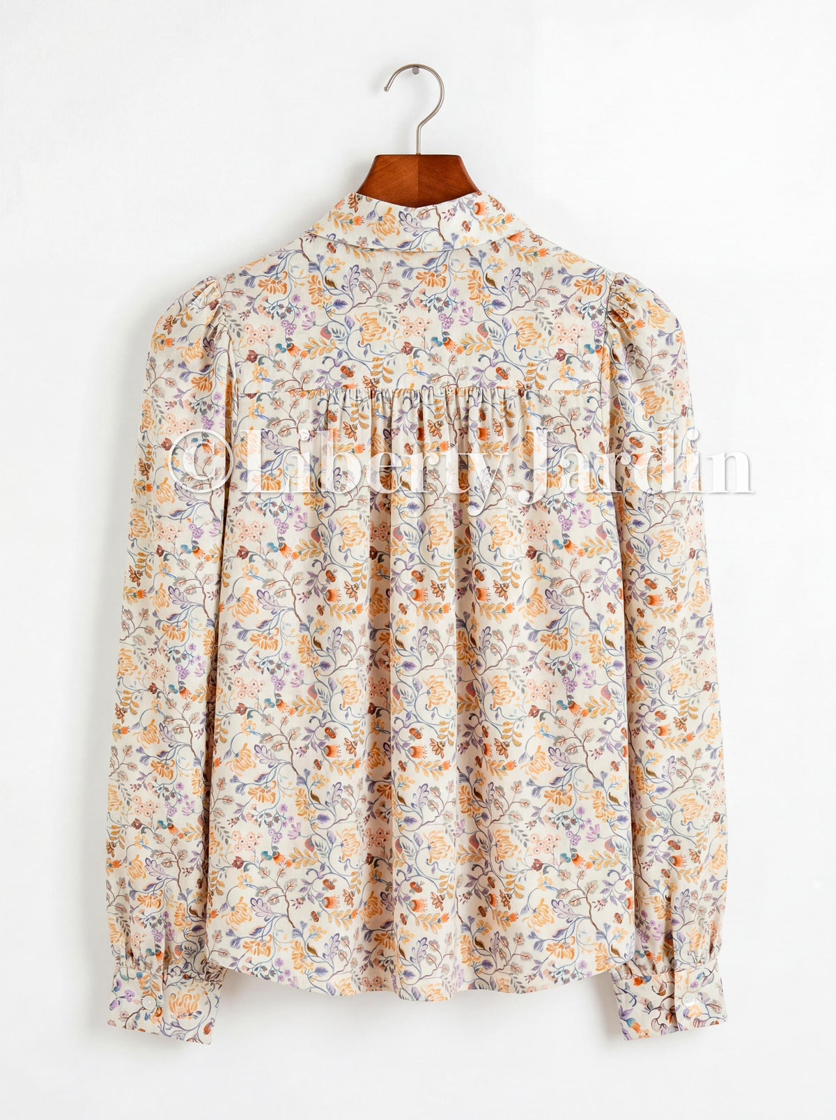 Liberty Of London Gather Blouse, Long Sleeves Button Up Shirt, Collared Handmade Chemise, Botanical Top, Personalised Customised Clothing
