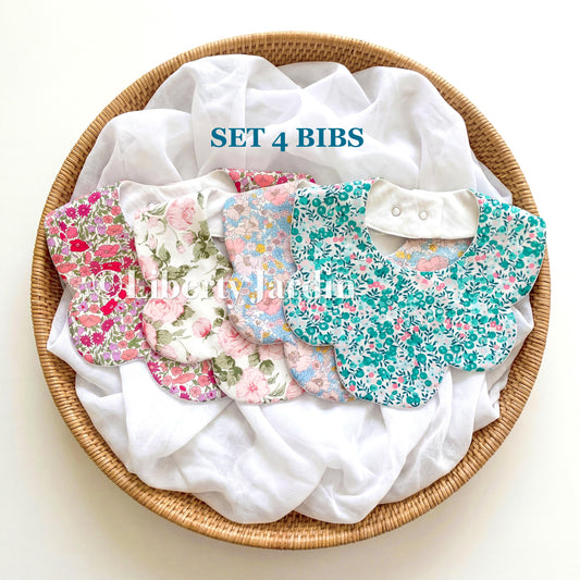 Liberty London Scallop Bibs, New Born Gift, Baby Drool Catcher, Bandana Burp Cloth, Organic Cotton Flower Print, Ditsy Floral Handmade Wear