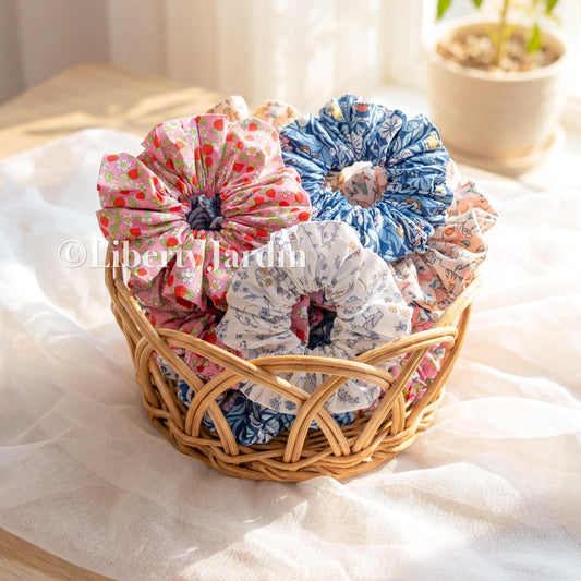 Liberty London Handmade Scrunchies, Personalised Accessories, Versatile Botanical Boho-inspired Hair-ties, Sustainable Customised Hairbands