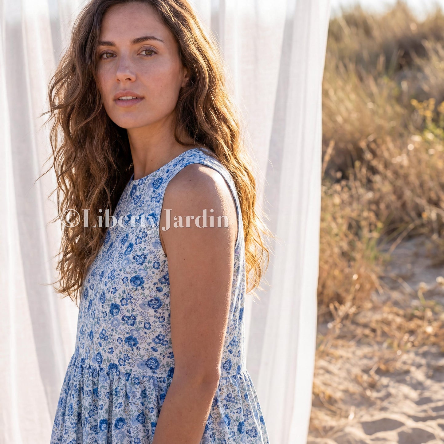 Liberty London Flower Sundress, Handmade Sustainable Clothing, Personalised Womenswear, Botanical Tiered Sleeveless Dress, Slow-fashioned