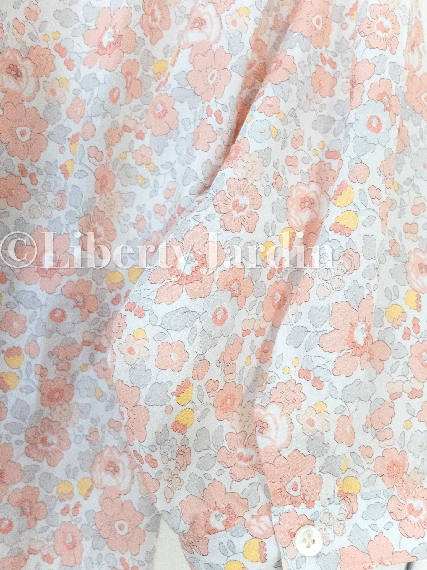 Liberty London Gathered Blouse, 3/4 Bishop Sleeves Shirt, Handcrafted Tailoring Clothing, Button-up Botanical Chemise, Handmade Personalised