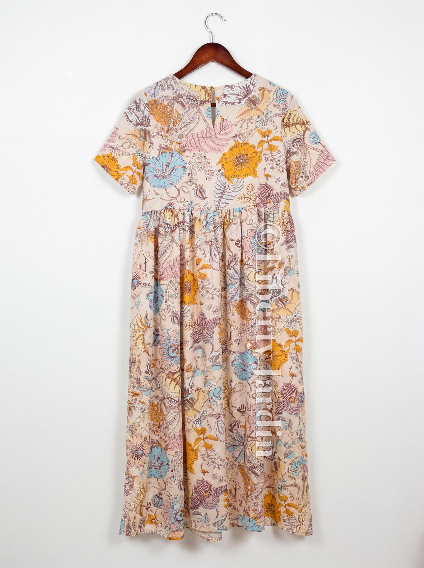 Liberty Jardin Cotton Midi Dress, Botanical Print Short Sleeve Sundress, Handmade Personalised Sustainable Clothing