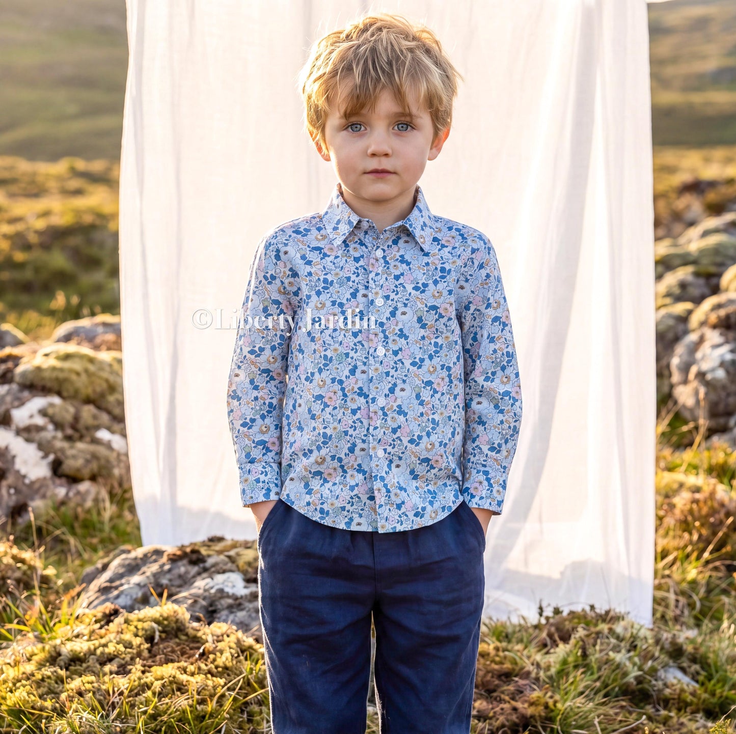 Liberty London Button-up Shirt, Handmade Long-sleeved Chemise, Personalised Sustainable Clothing, Customised Children Outfits, Botanical Top