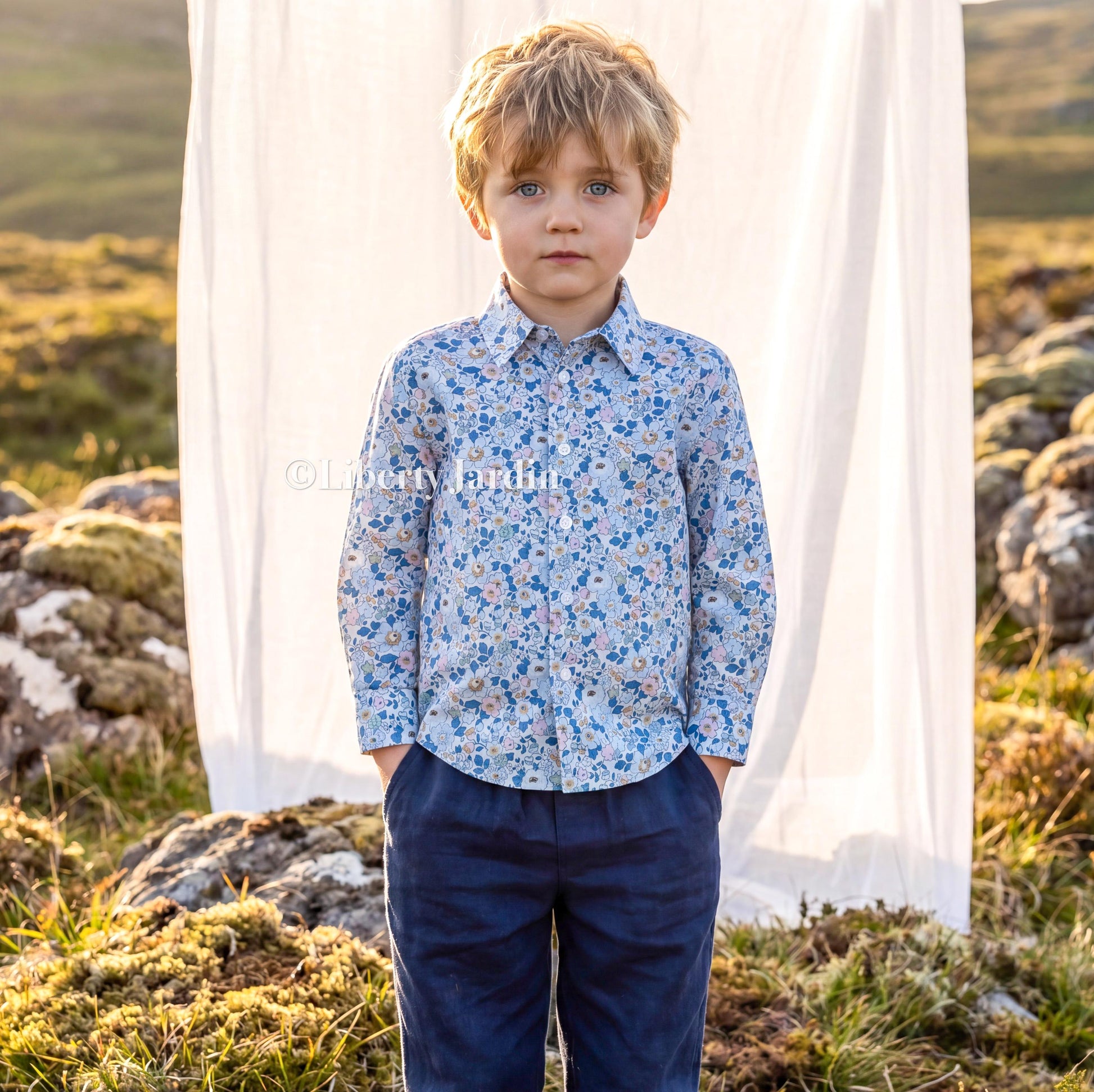 Liberty London Button-up Shirt, Handmade Long-sleeved Chemise, Personalised Sustainable Clothing, Customised Children Outfits, Botanical Top