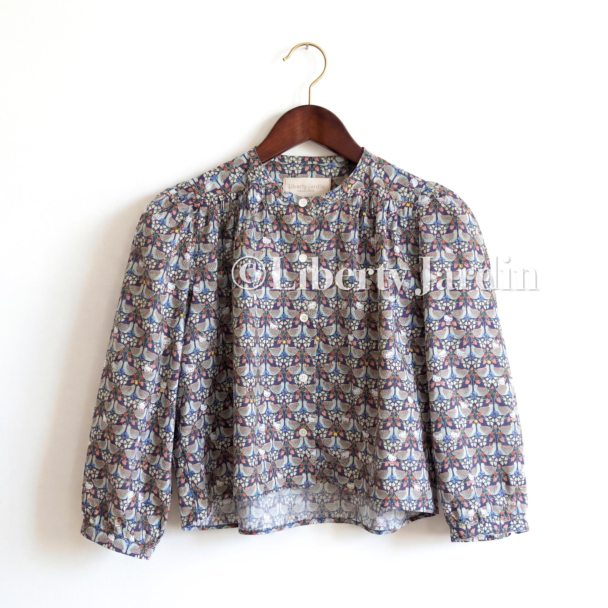 Liberty London Crop-top Blouse, Handmade Ethical-wear, Sustainable Clothing, Personalised Womenswear, Mandarin Collared Button-up Sleeves