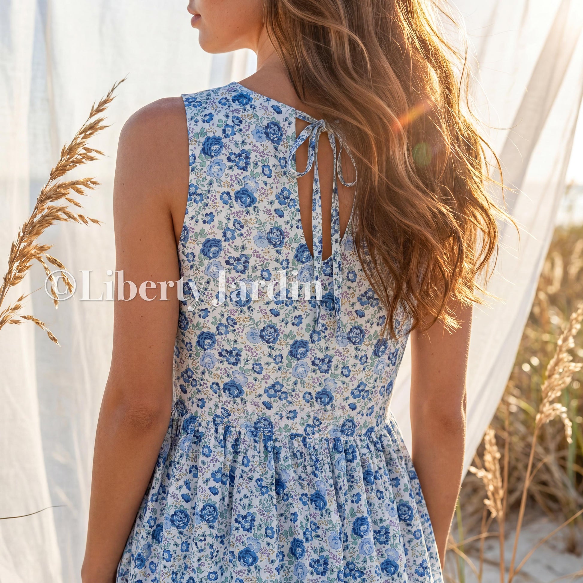 Liberty London Flower Sundress, Handmade Sustainable Clothing, Personalised Womenswear, Botanical Tiered Sleeveless Dress, Slow-fashioned
