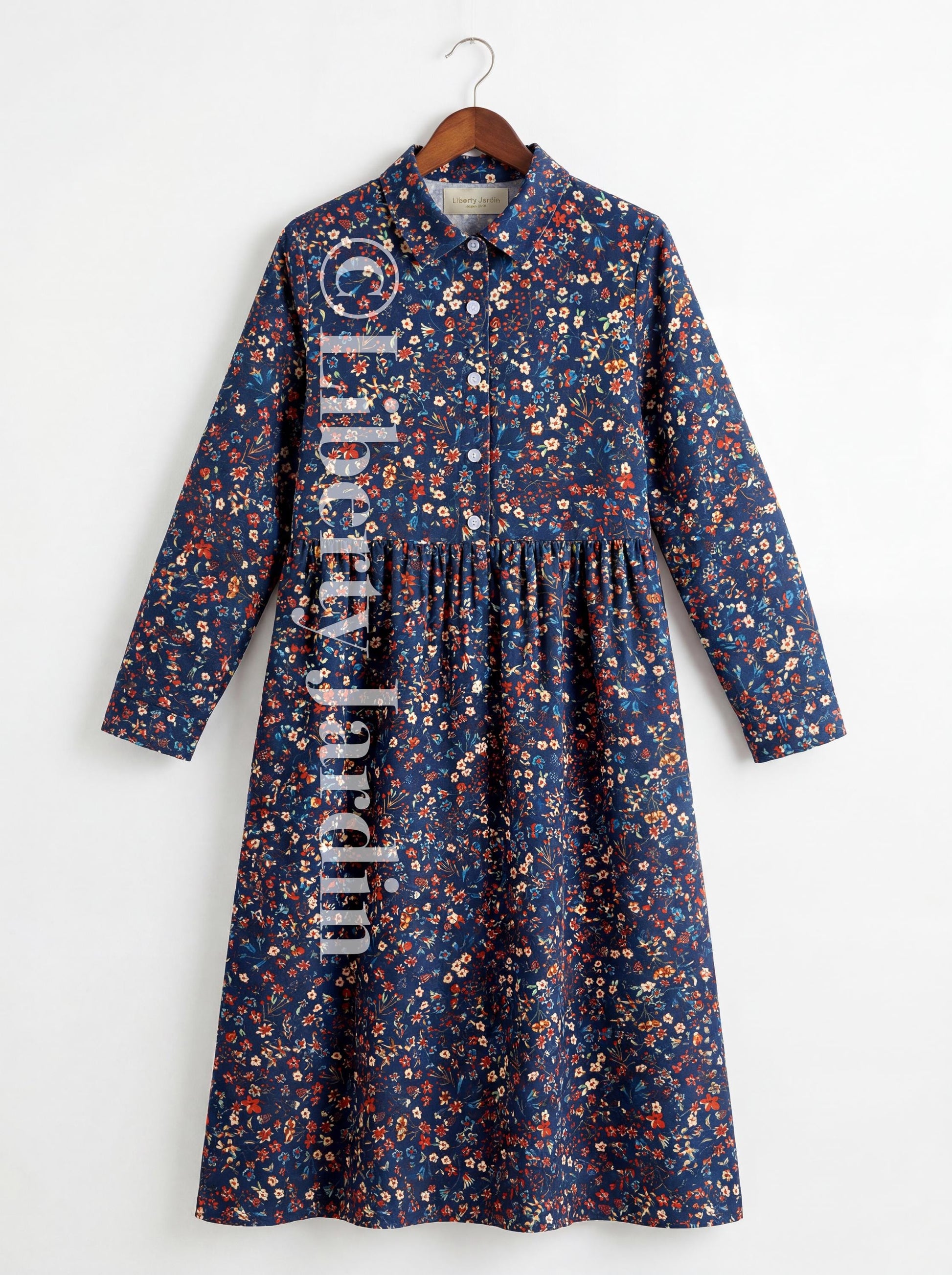 Liberty London Shirtdress, Long Sleeves Dress, Handmade Botanical Clothing, Collared Button-up, Personalised Woman Outfits
