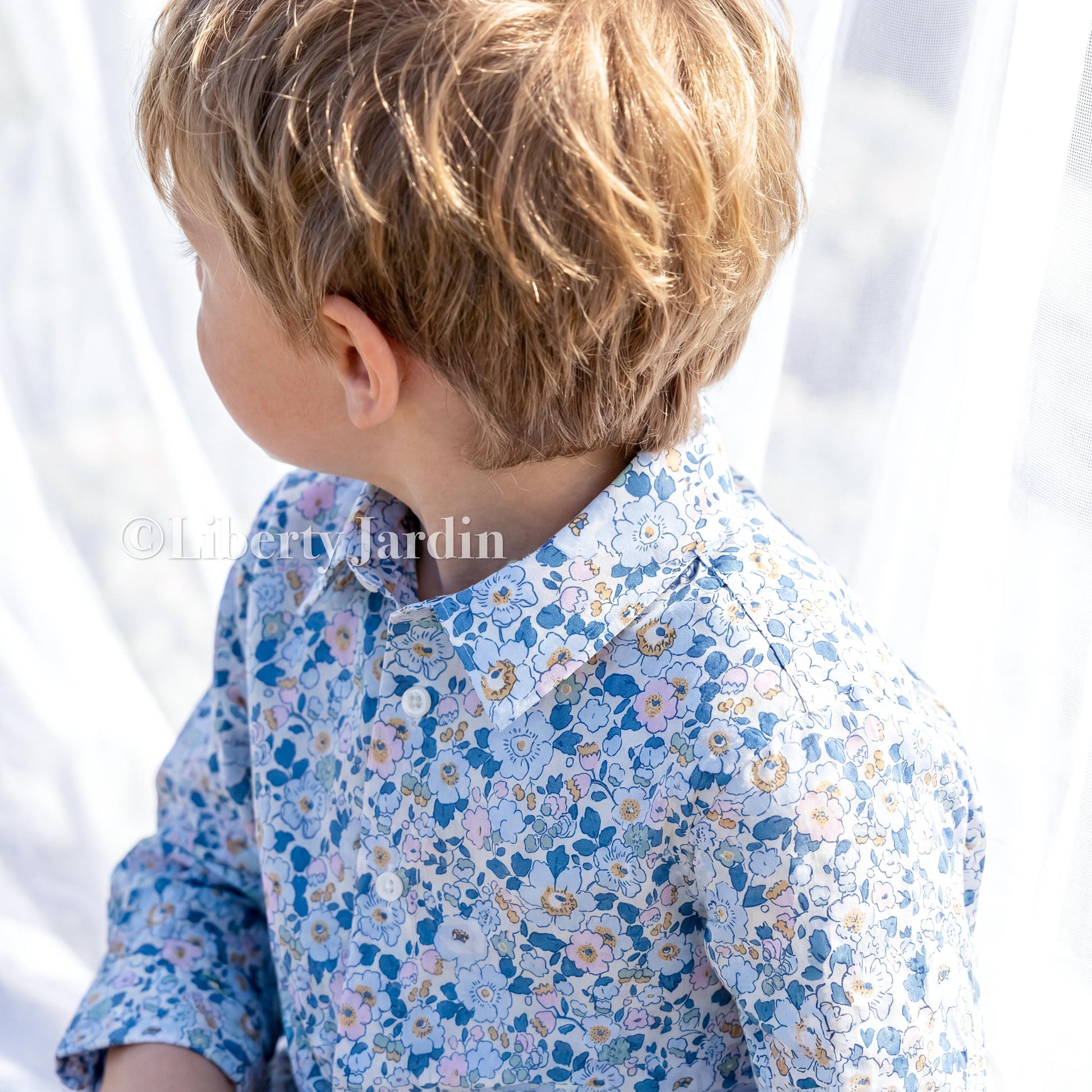 Liberty London Button-up Shirt, Handmade Long-sleeved Chemise, Personalised Sustainable Clothing, Customised Children Outfits, Botanical Top
