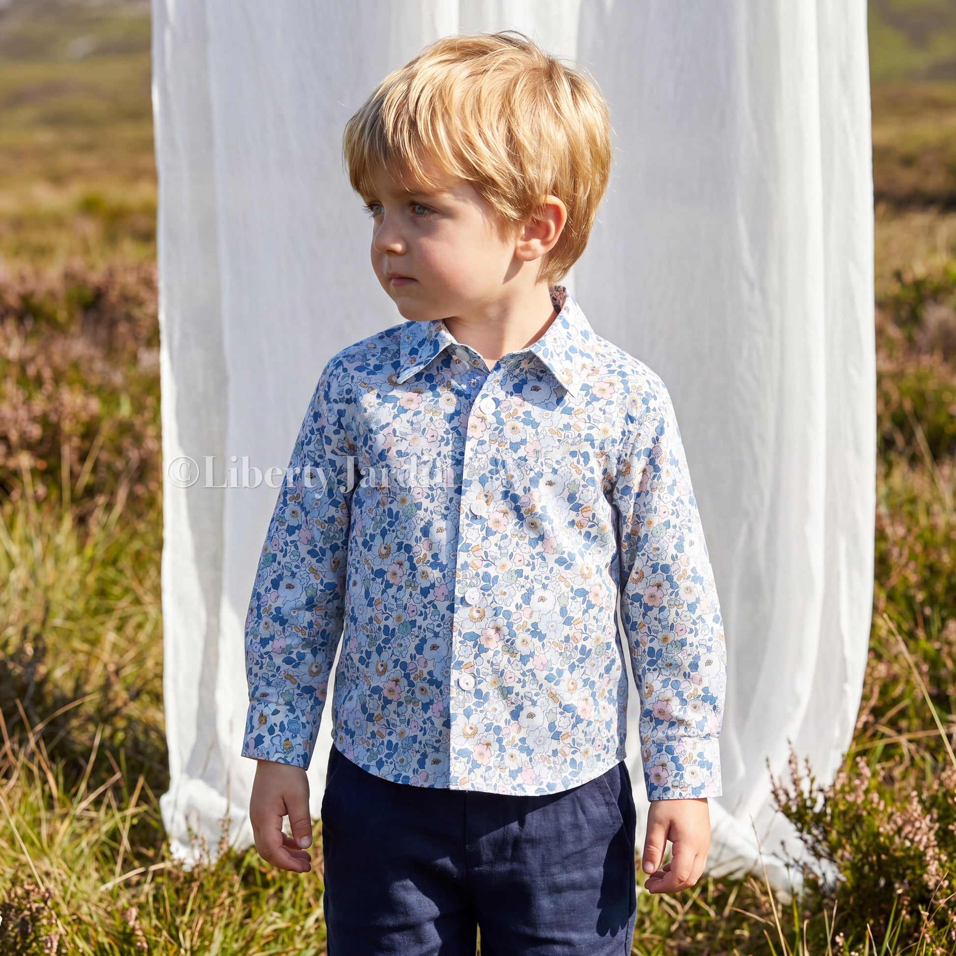 Liberty London Button-up Shirt, Handmade Long-sleeved Chemise, Personalised Sustainable Clothing, Customised Children Outfits, Botanical Top