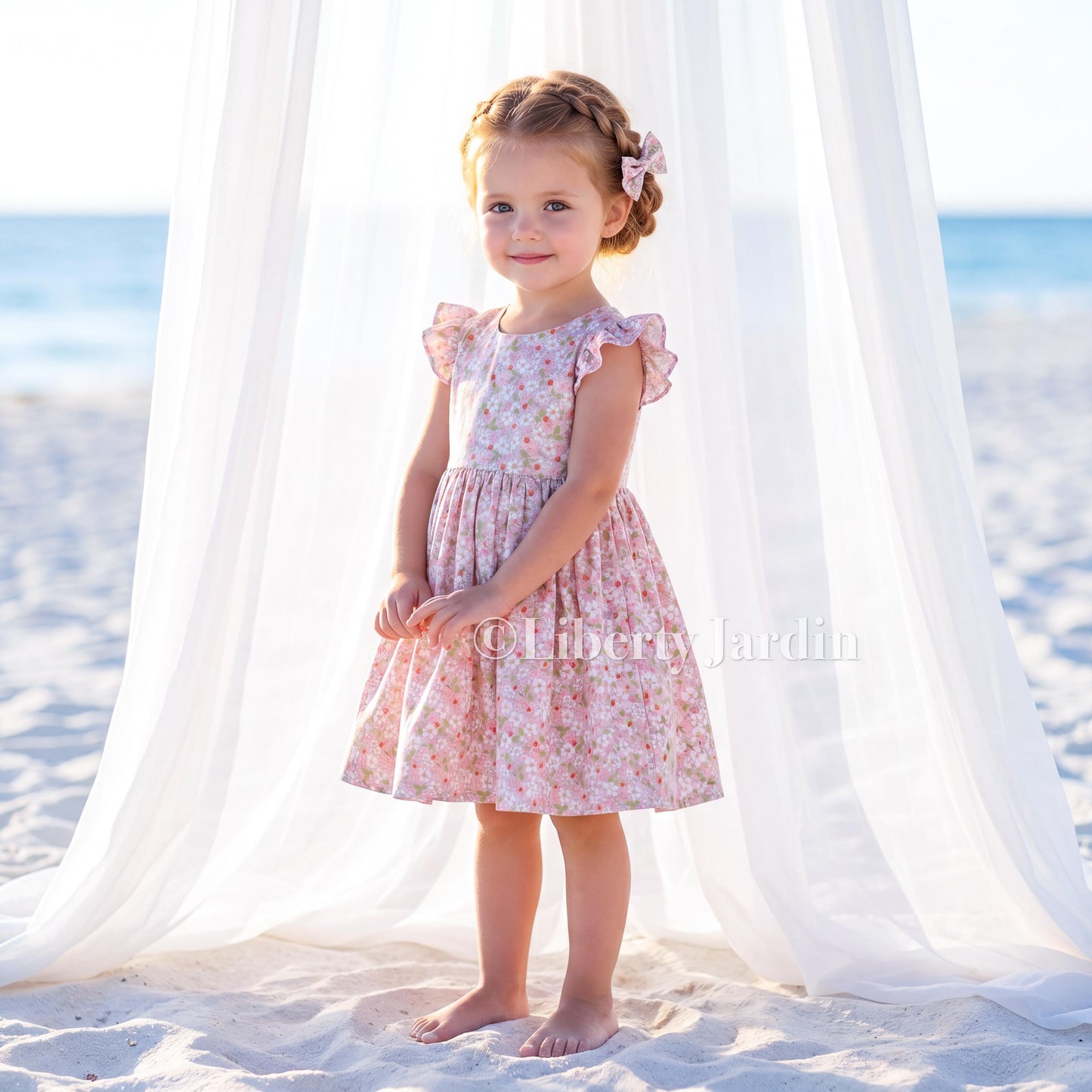 Liberty London Sleeveless Sundress, Handmade Children Clothing, Wedding Flower Girl Dress, Christening Baptism Gown, Special Occasion Outfit