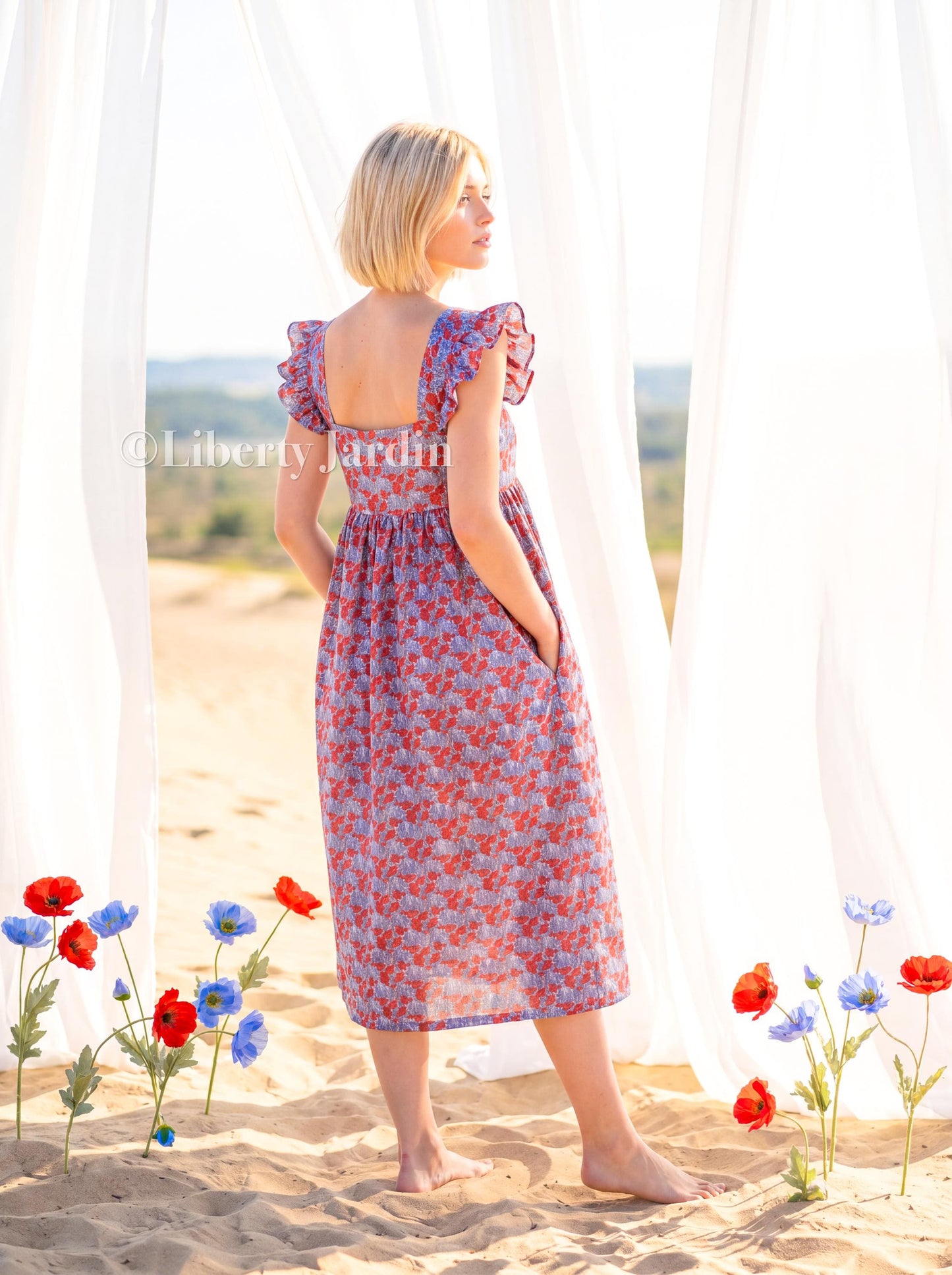 Liberty London Smock Dress, Handmade Botanical Sundress, Personalised Womenswear, Sleeveless Cottagecore, Customised Tailoring Clothing