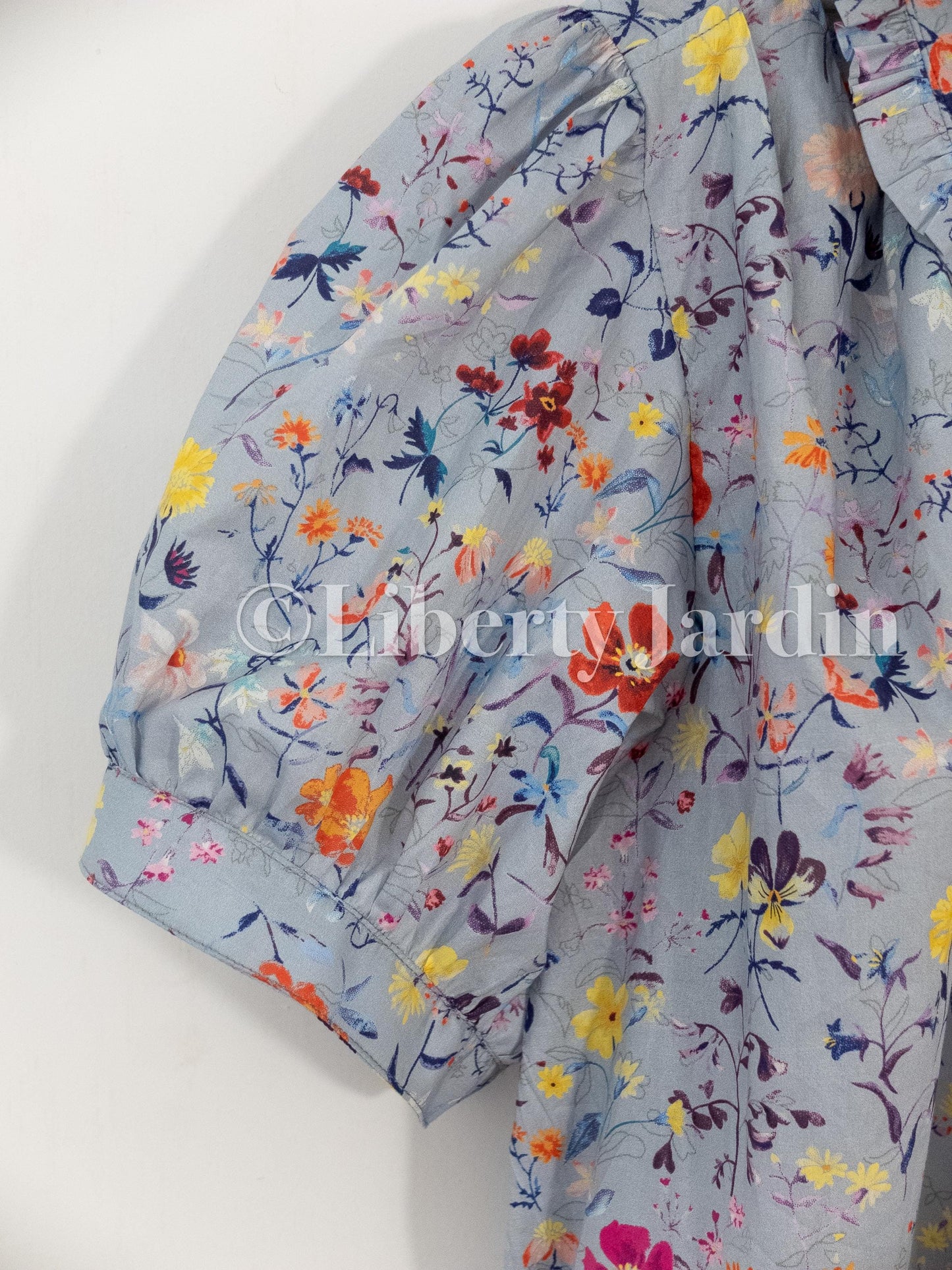 Peter Pan Collar Blouse Made With Liberty London Fabric, Short Sleeves, Botanical Floral Print