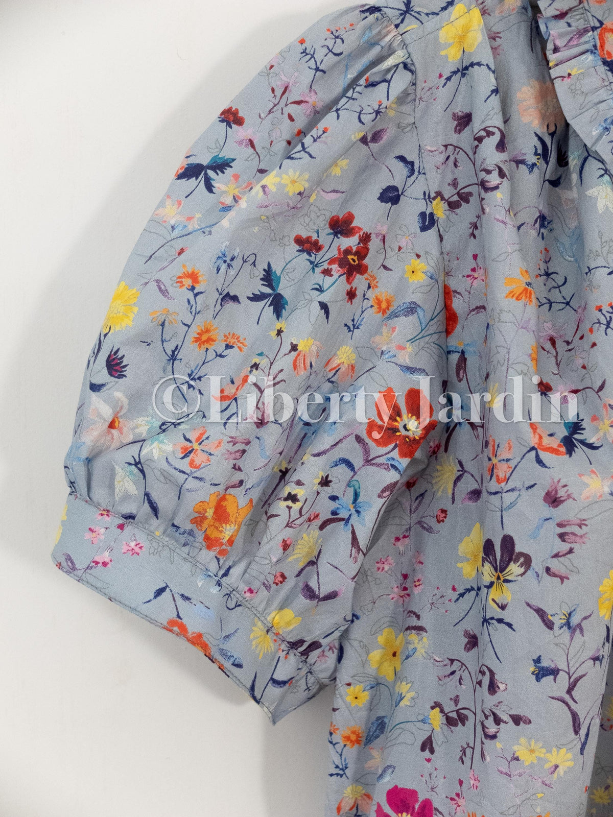 Peter Pan Collar Blouse Made With Liberty London Fabric, Short Sleeves, Botanical Floral Print
