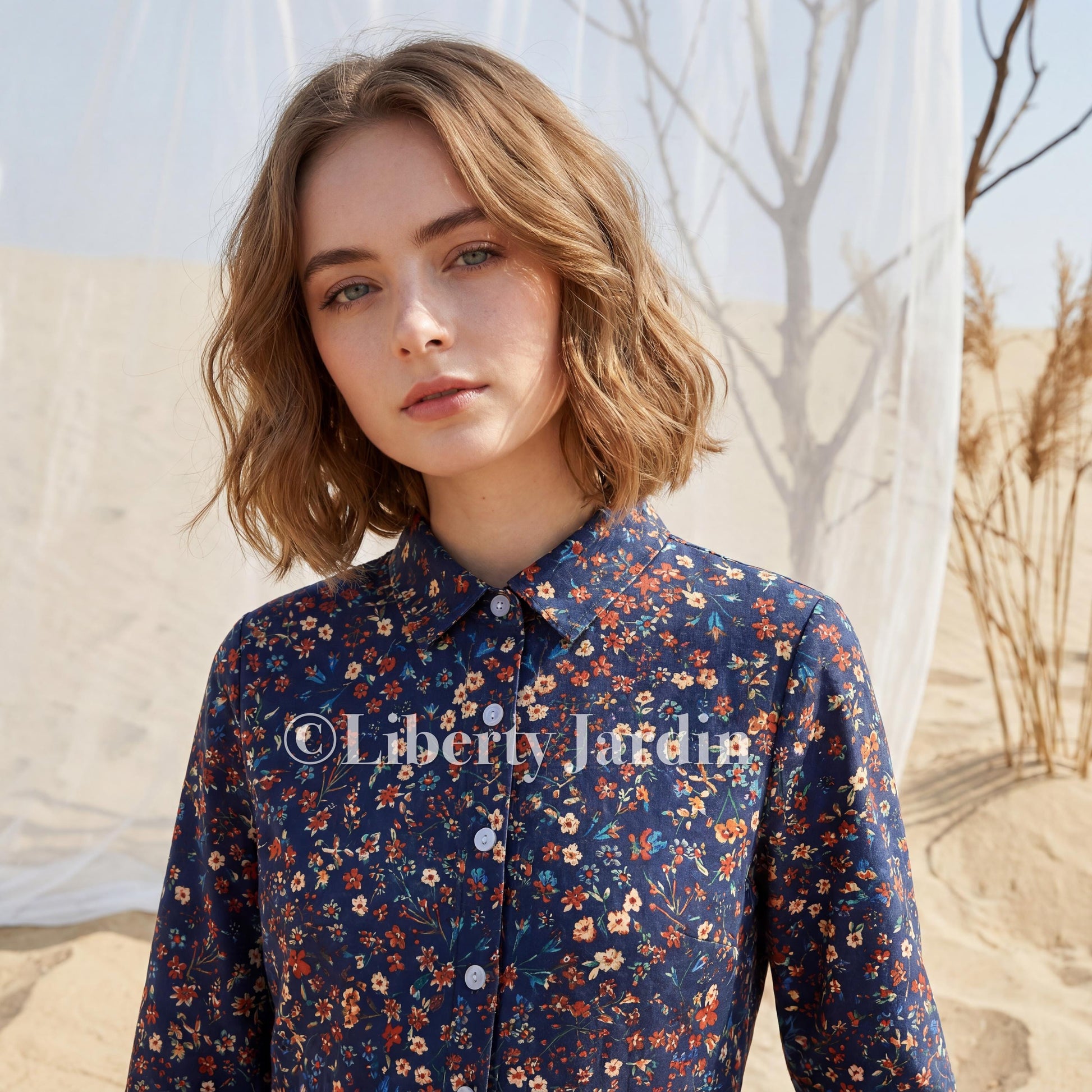 Liberty London Shirtdress, Long Sleeves Dress, Handmade Botanical Clothing, Collared Button-up, Personalised Woman Outfits