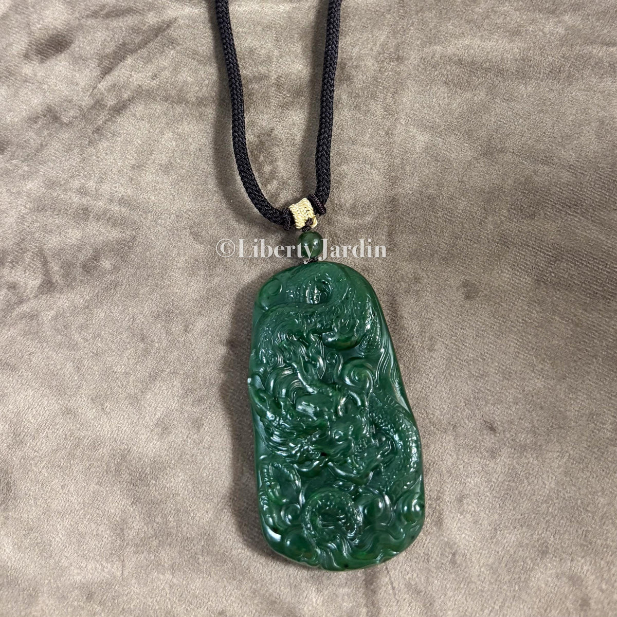 Russian Nephrite Dragon Necklace, Untreated Gemstone Jewellery, Green Natural Ornament, Sustainable Handmade Men Accessories
