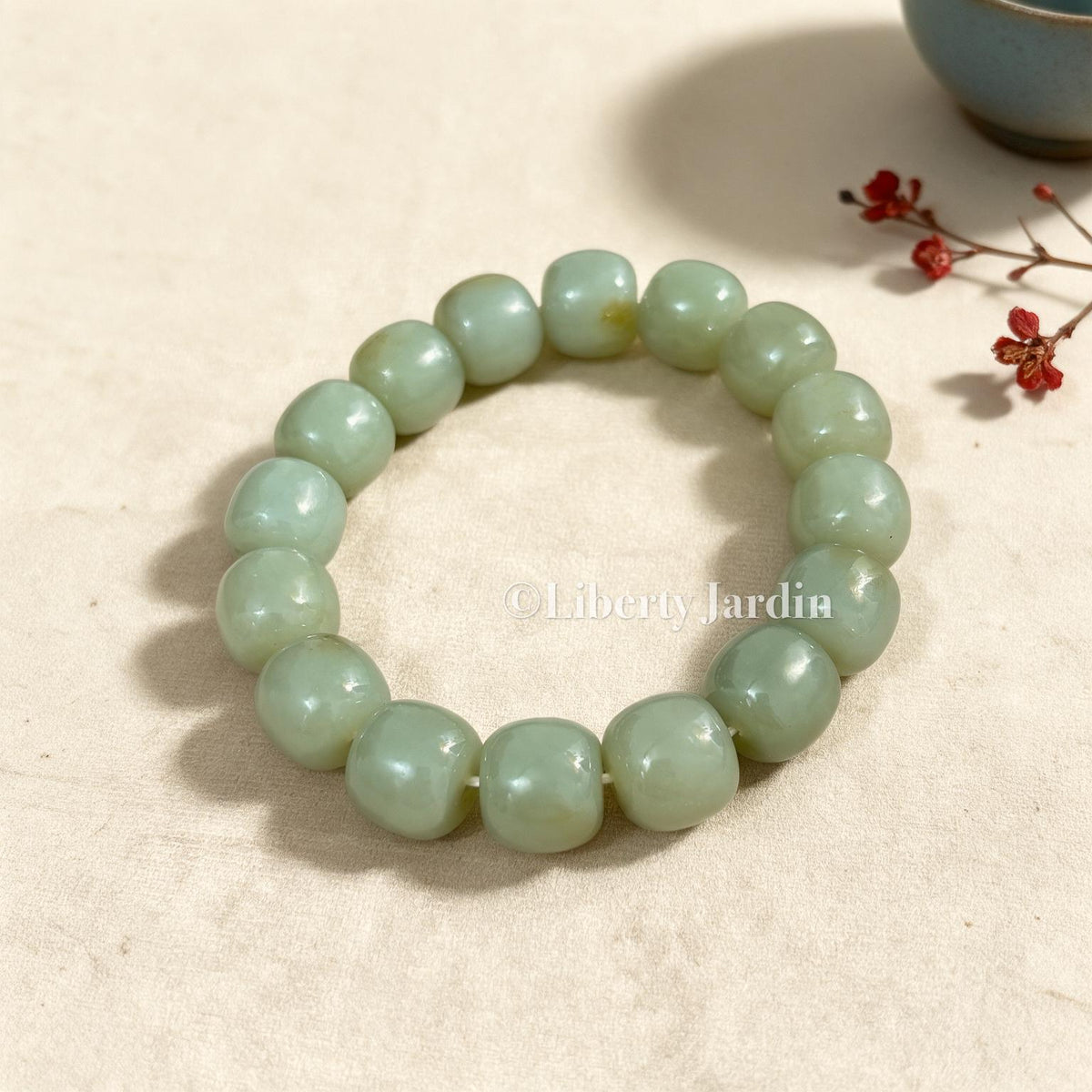 Natural Nephrite Jade Bracelet, Untreated Seed Stone Gemstone Jewellery, Beaded Bracelet, Sustainable Handmade Accessories