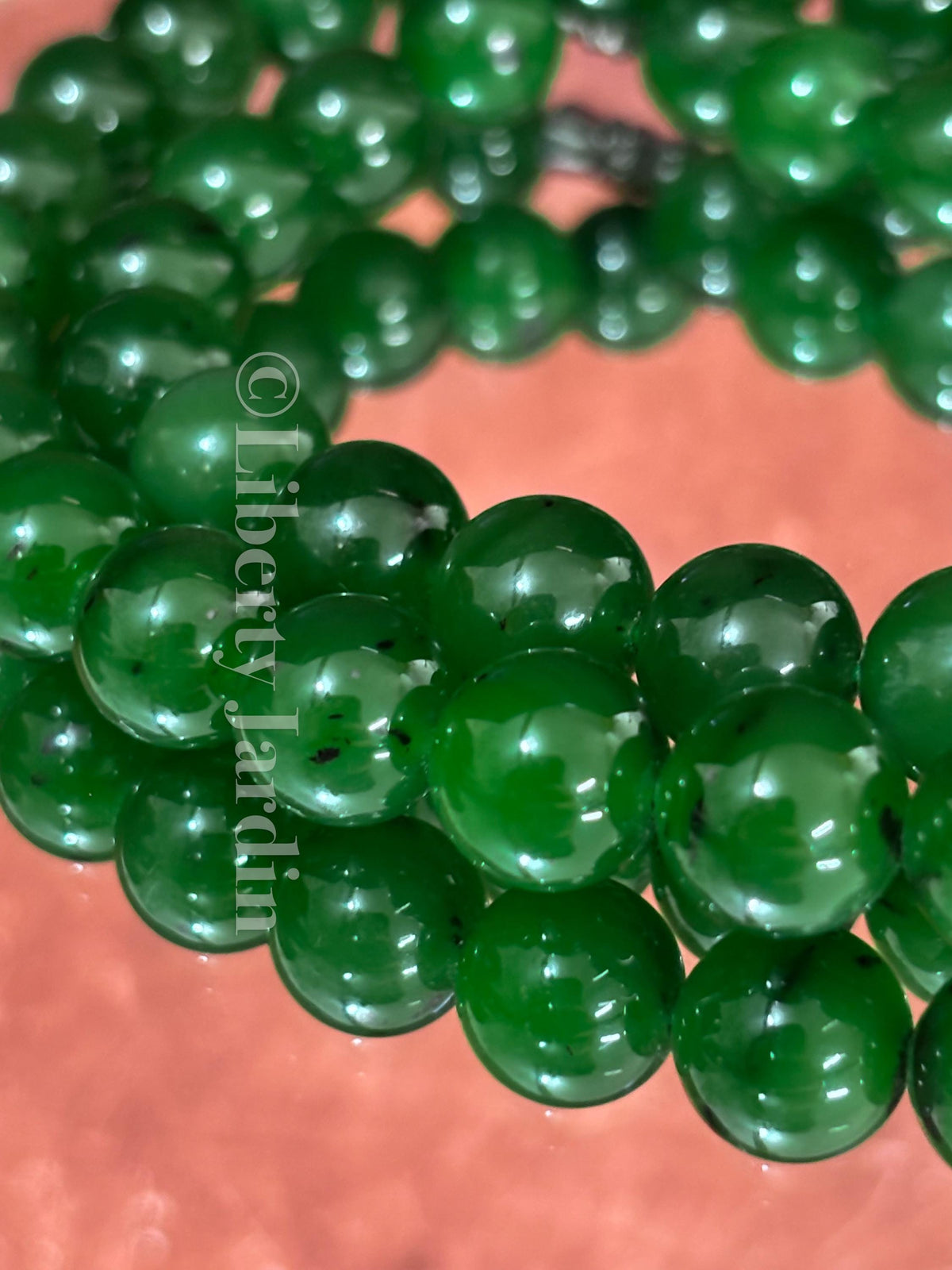 Russian Natural Nephrite Jade Necklace, Rich Green 10mm Beads, Anniversary Special Occasion, Woman Jadeite Jewellery