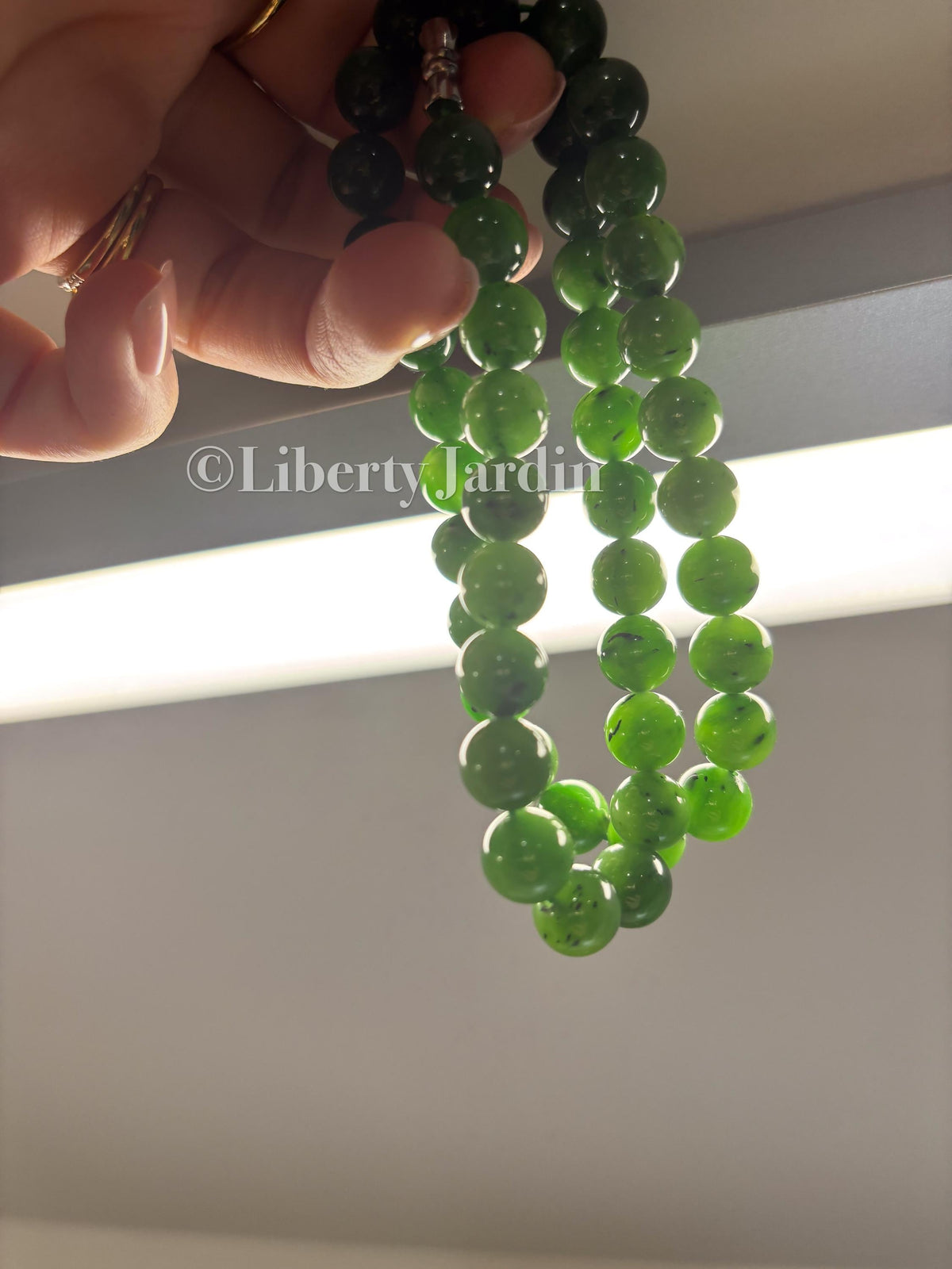 Russian Natural Nephrite Jade Necklace, Rich Green 10mm Beads, Anniversary Special Occasion, Woman Jadeite Jewellery