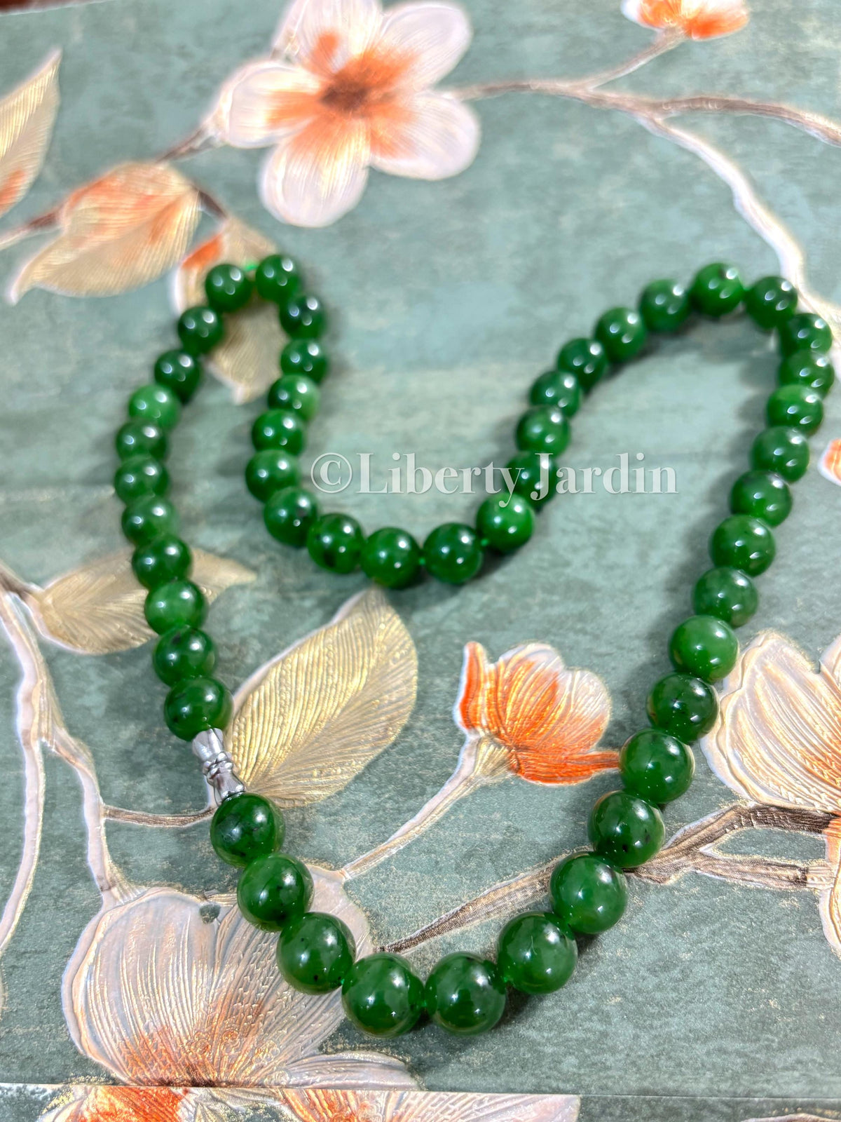 Russian Natural Nephrite Jade Necklace, Rich Green 10mm Beads, Anniversary Special Occasion, Woman Jadeite Jewellery