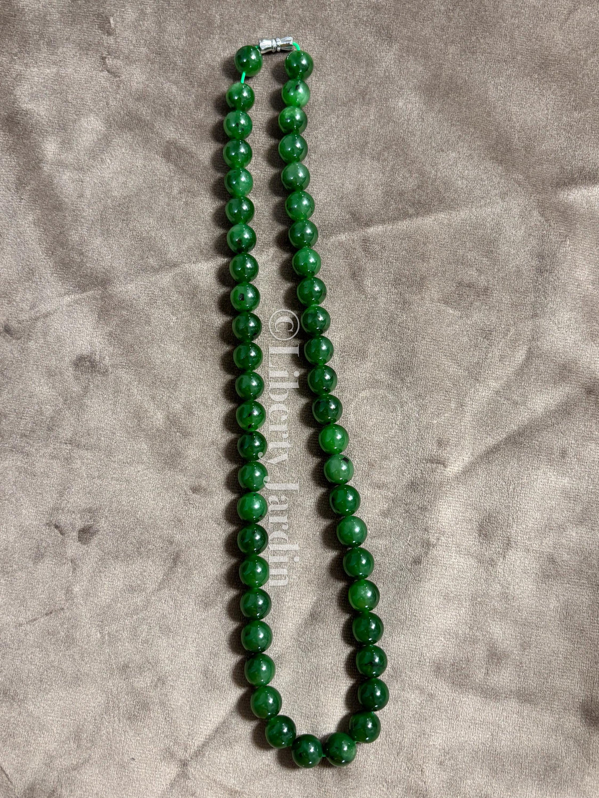 Russian Natural Nephrite Jade Necklace, Rich Green 10mm Beads, Anniversary Special Occasion, Woman Jadeite Jewellery