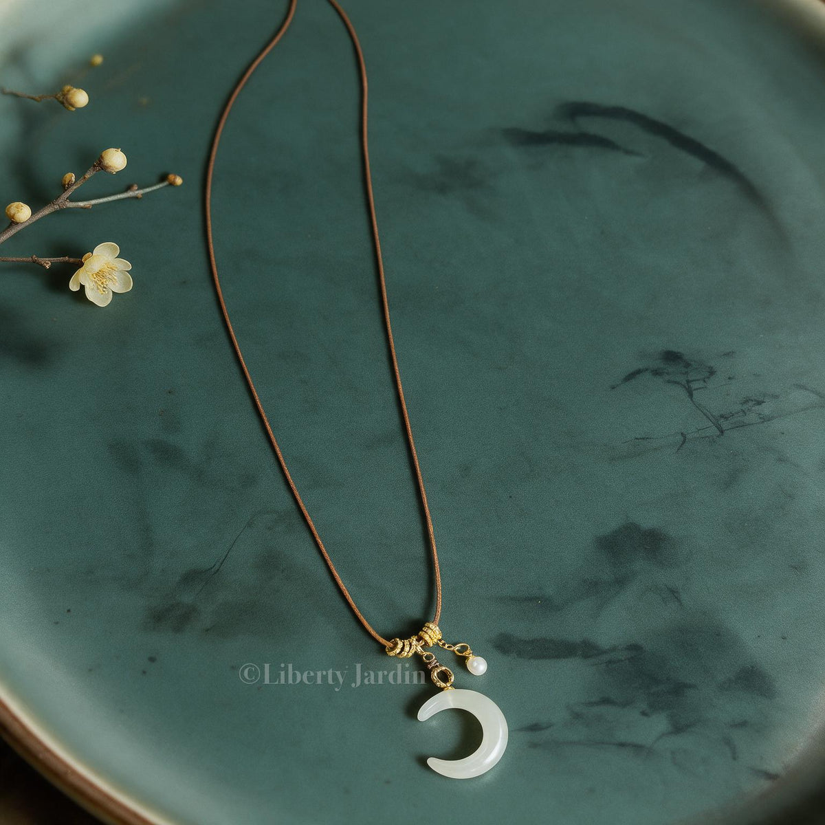 Natural Nephrite Jade Pendant, Half-moon Necklace, Handmade Accessories, Women Unique Stone Pieces, Icy High Quality