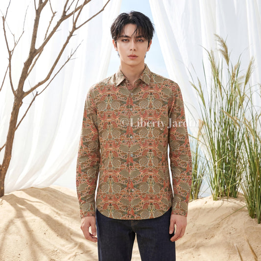 Liberty London Men's Botanical Shirt, Cotton Floral Print , Personalised Tailoring Chemise, Long Sleeves Button-up