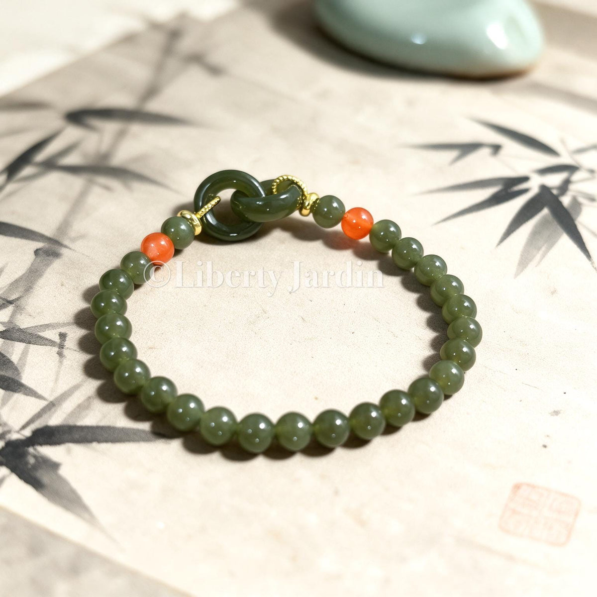 Icy Green Natural Nephrite Bracelet, Beaded Stone Accessories, Ritual Healing Bohemian Style, Handmade Accessories