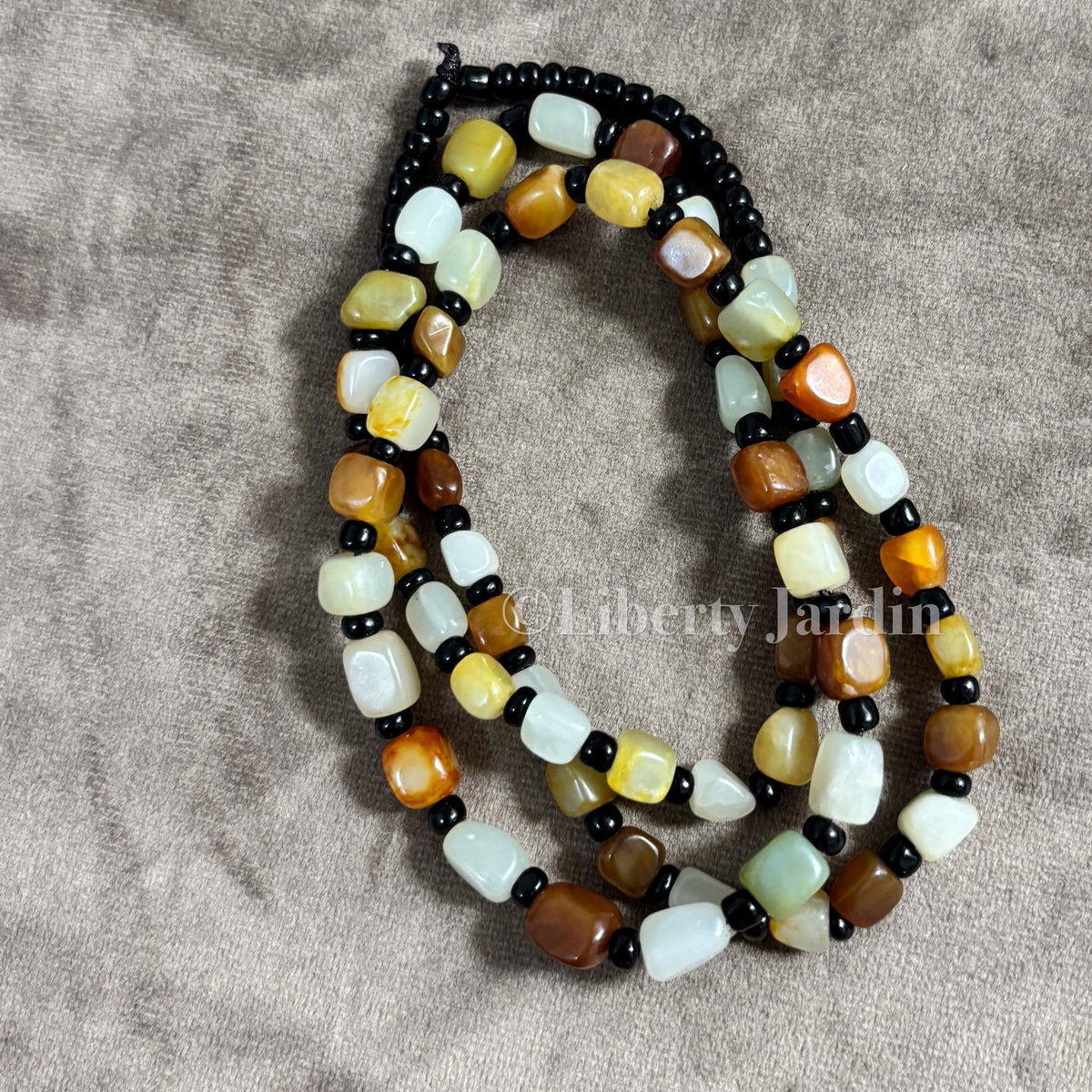 Natural Nephrite Jade Necklace, Colour-blocked Beaded Bracelet, Gemstone Jewellery, Multicolour Handmade Accessories, Non-treated Certified