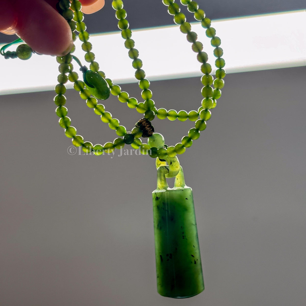 Russian Nephrite Jade Pendant, Beaded Necklace, Natural Stone Accessories, Handmade Non-treated Certified Women Jewellery