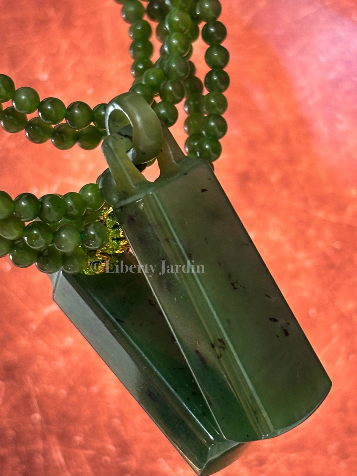 Russian Nephrite Jade Pendant, Beaded Necklace, Natural Stone Accessories, Handmade Non-treated Certified Women Jewellery