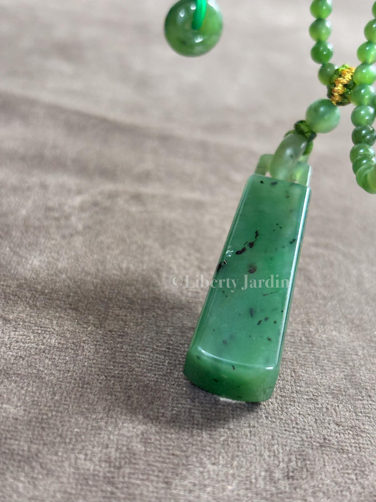 Russian Nephrite Jade Pendant, Beaded Necklace, Natural Stone Accessories, Handmade Non-treated Certified Women Jewellery