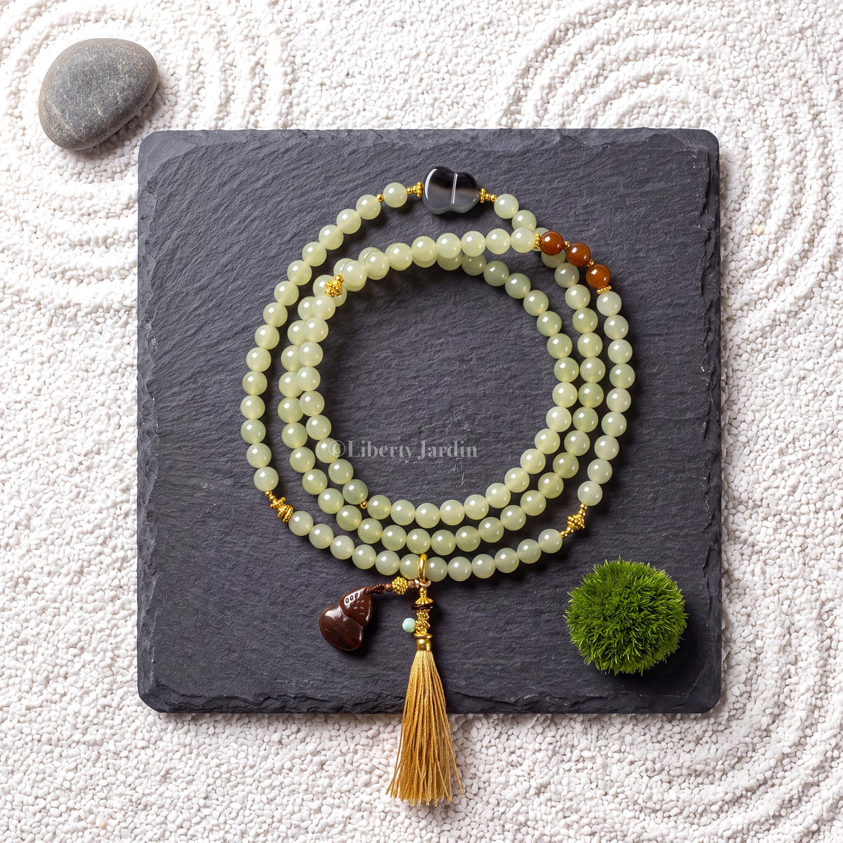 Icy Green Natural Nephrite Bracelet, Beaded Necklace Accessories, Precious Gemstone Bohemian Style, Handmade Jewellery