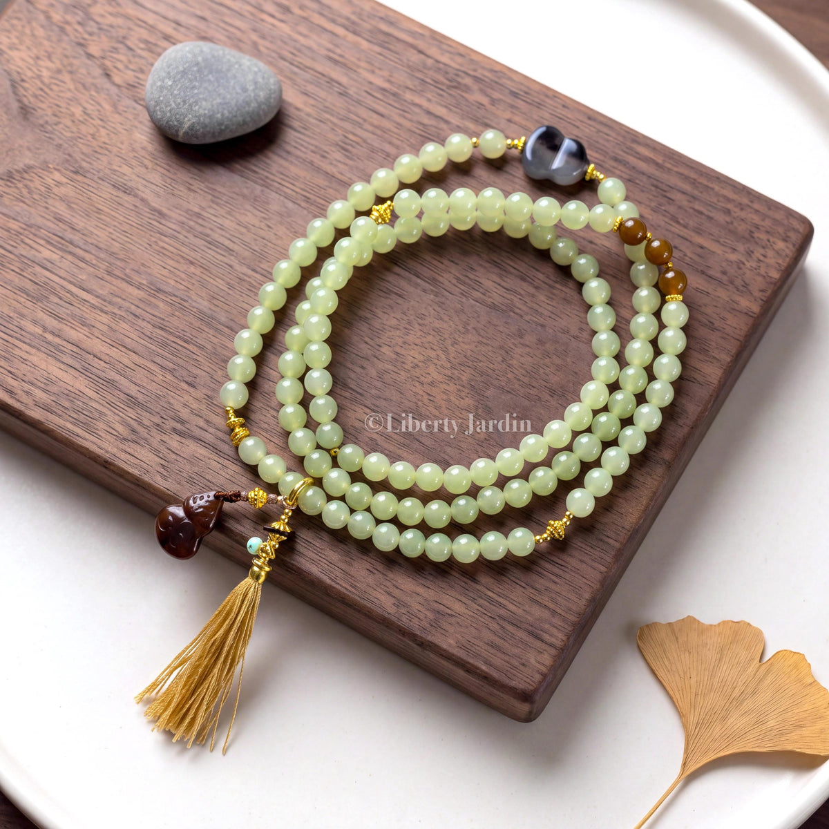 Icy Green Natural Nephrite Bracelet, Beaded Necklace Accessories, Precious Gemstone Bohemian Style, Handmade Jewellery