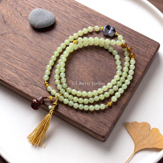 Icy Green Natural Nephrite Bracelet, Beaded Necklace Accessories, Precious Gemstone Bohemian Style, Handmade Jewellery