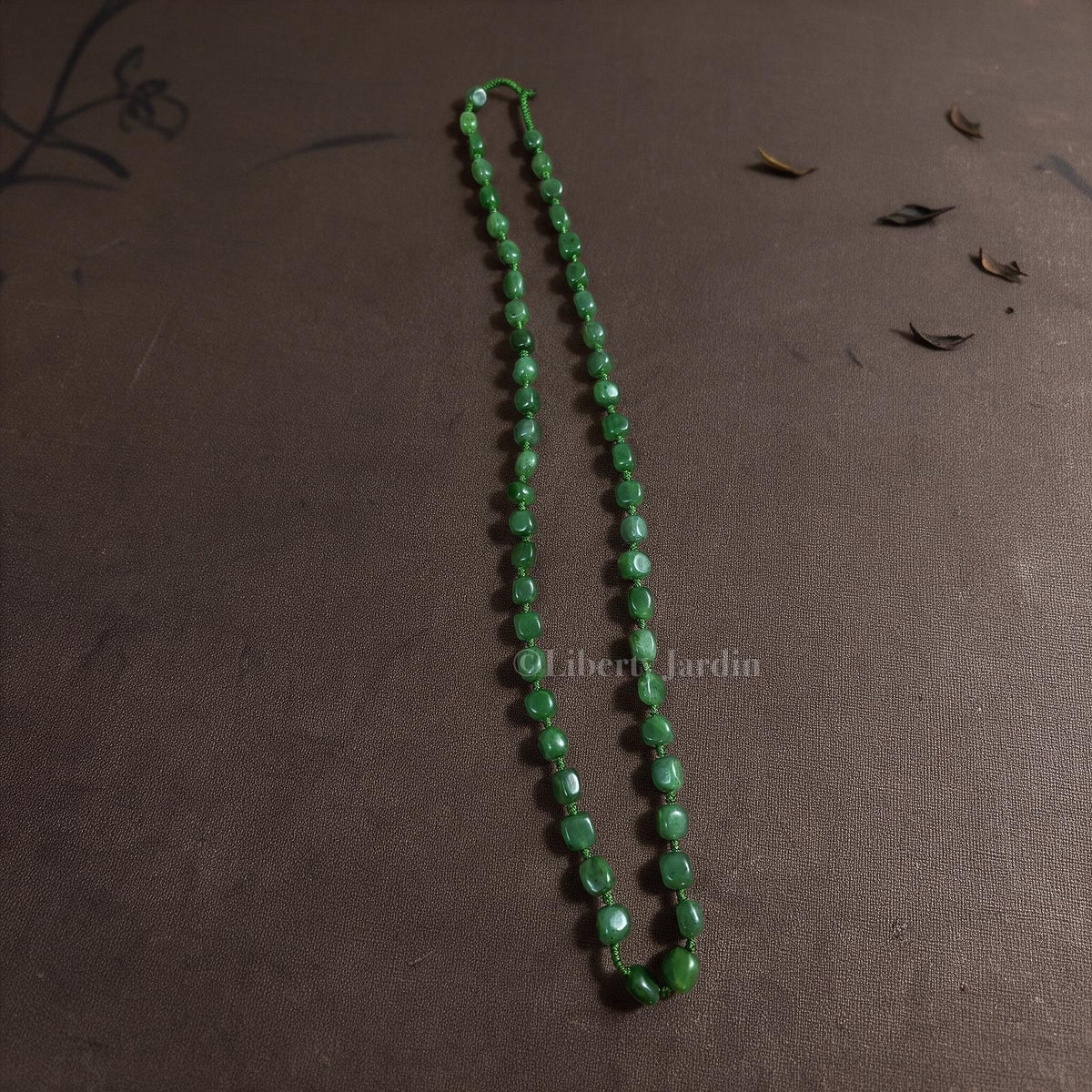 Natural Russian Nephrite Jade Necklace, Green Non-treated Certified Gemstone Jewellery, Handmade Beaded Bracelet Accessories