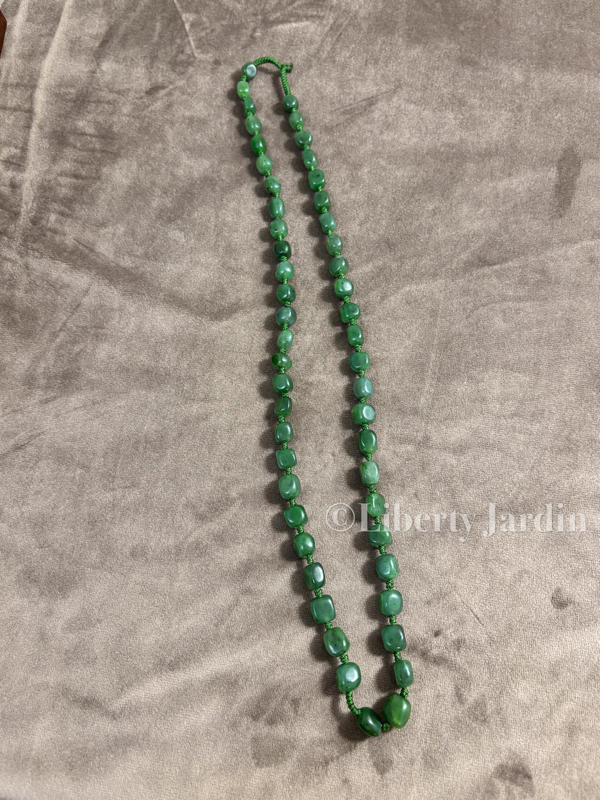 Natural Russian Nephrite Jade Necklace, Green Non-treated Certified Gemstone Jewellery, Handmade Beaded Bracelet Accessories