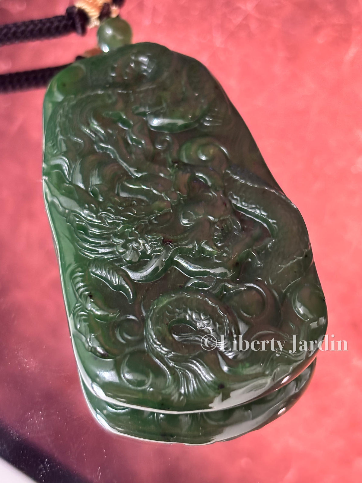 Russian Nephrite Dragon Necklace, Untreated Gemstone Jewellery, Green Natural Ornament, Sustainable Handmade Men Accessories