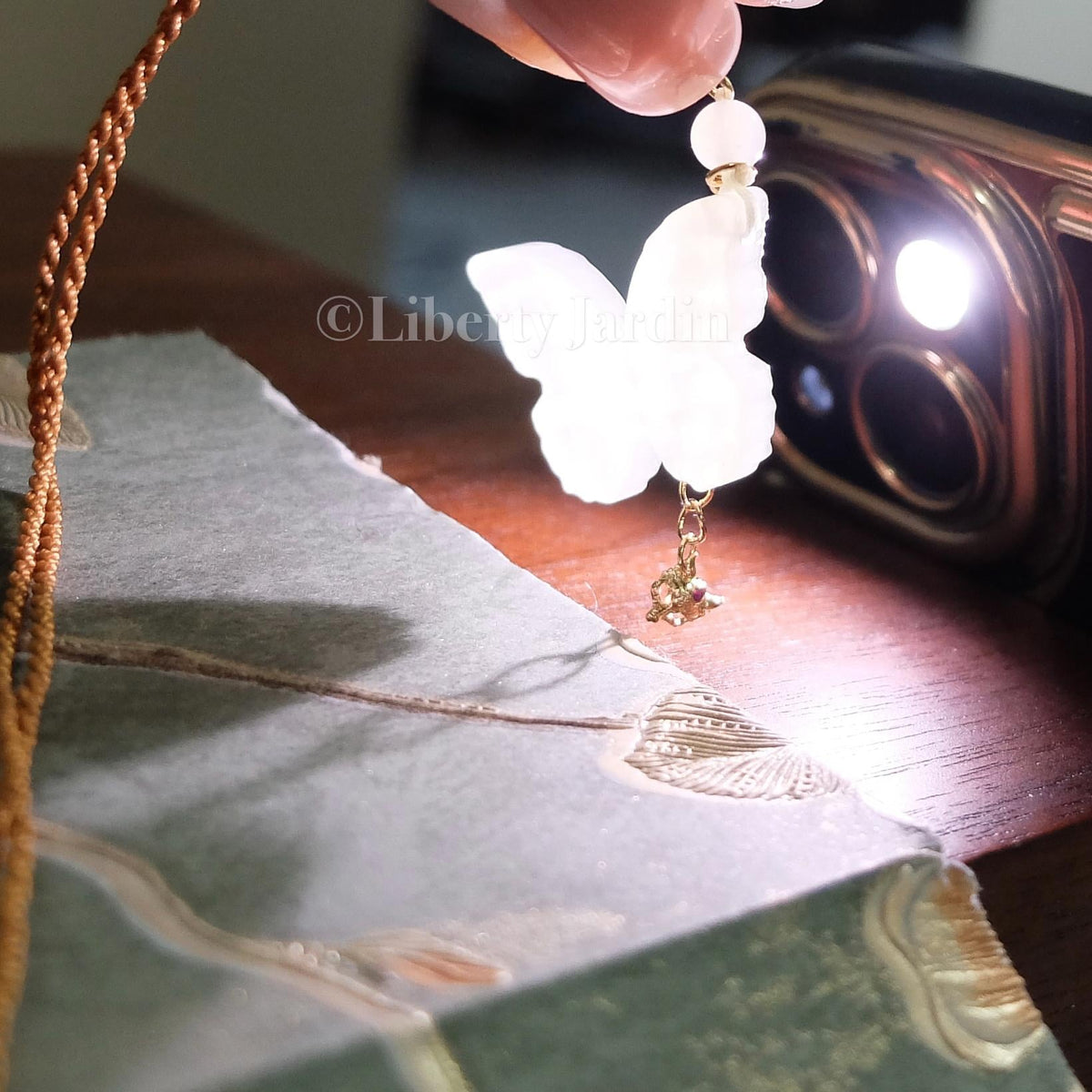 Butterfly Necklace, Natural Nephrite Jade Pendant, Handmade Accessories, Carved Stone Unique Piece, S925 Silver