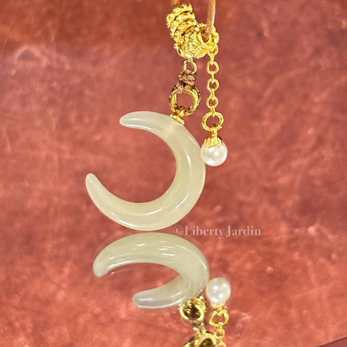 Natural Nephrite Jade Pendant, Half-moon Necklace, Handmade Accessories, Women Unique Stone Pieces, Icy High Quality