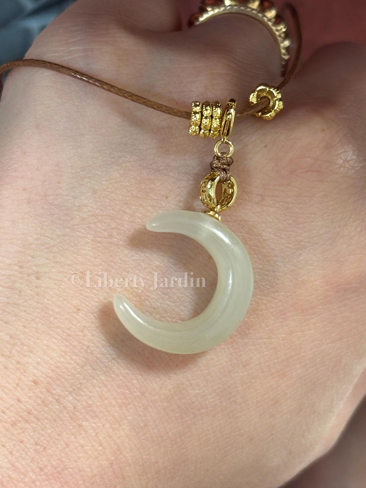 Natural Nephrite Jade Pendant, Half-moon Necklace, Handmade Accessories, Women Unique Stone Pieces, Icy High Quality