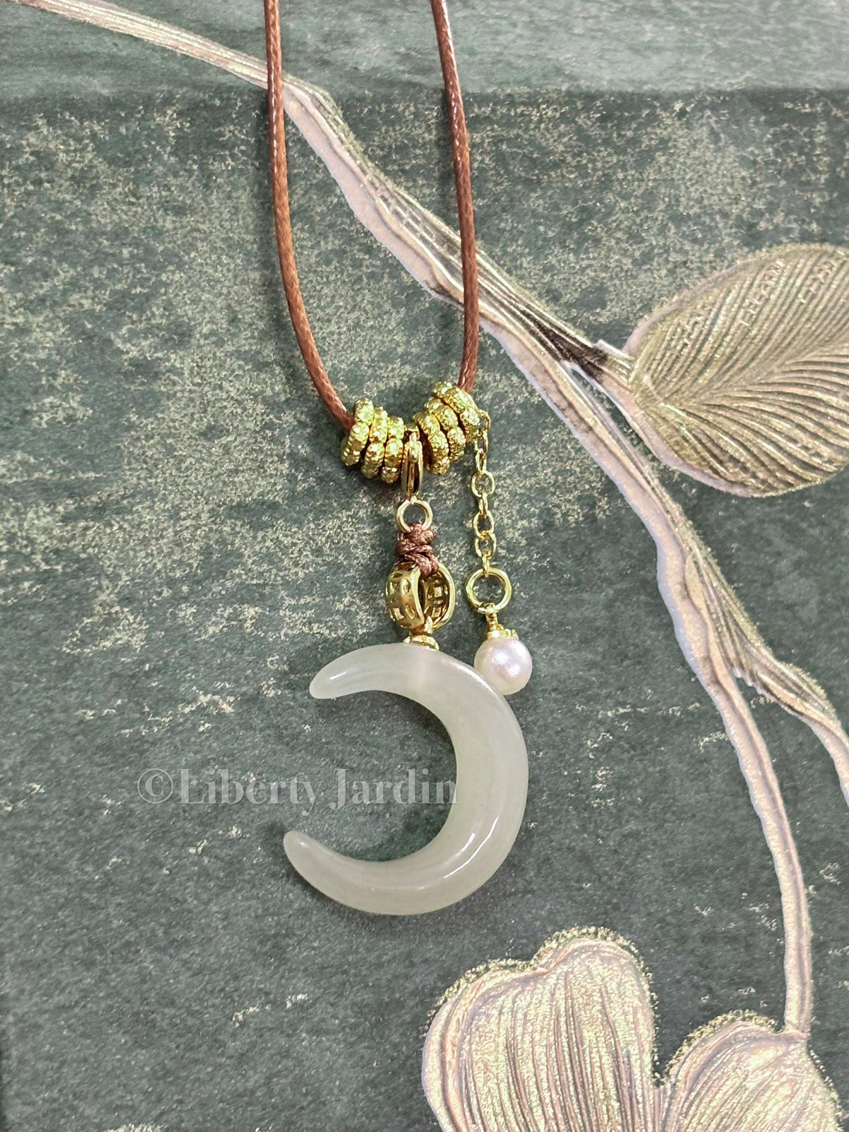 Natural Nephrite Jade Pendant, Half-moon Necklace, Handmade Accessories, Women Unique Stone Pieces, Icy High Quality