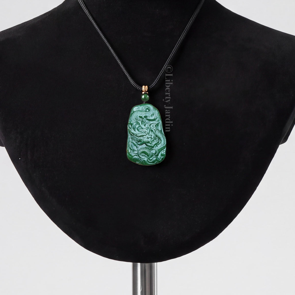 Russian Nephrite Dragon Necklace, Untreated Gemstone Jewellery, Green Natural Ornament, Sustainable Handmade Men Accessories