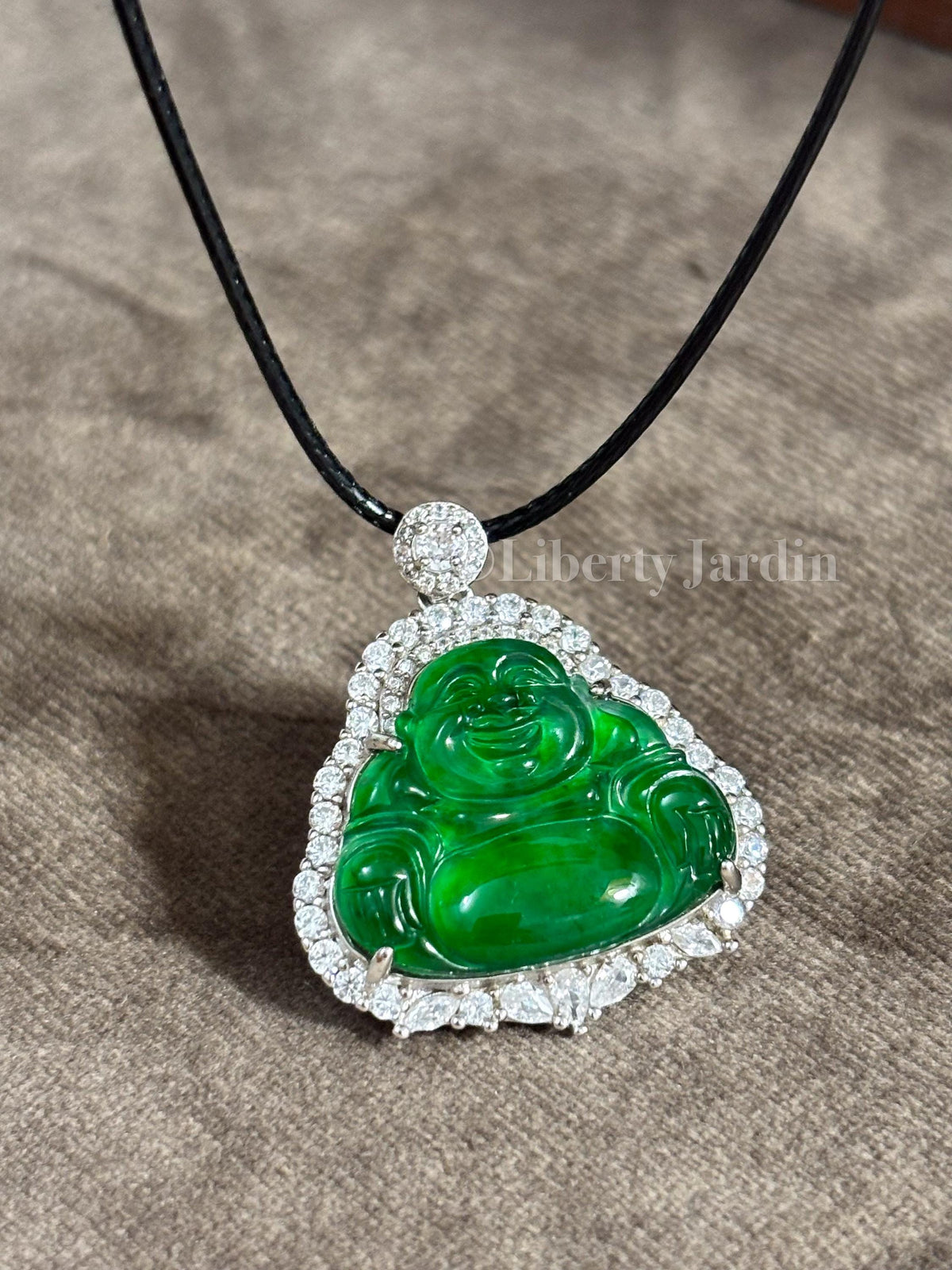 Icy Vivid Green Smiling Buddha Jadeite Pendant, Guatemalan Pendant Necklace, Certified Natural Untreated Jewellery