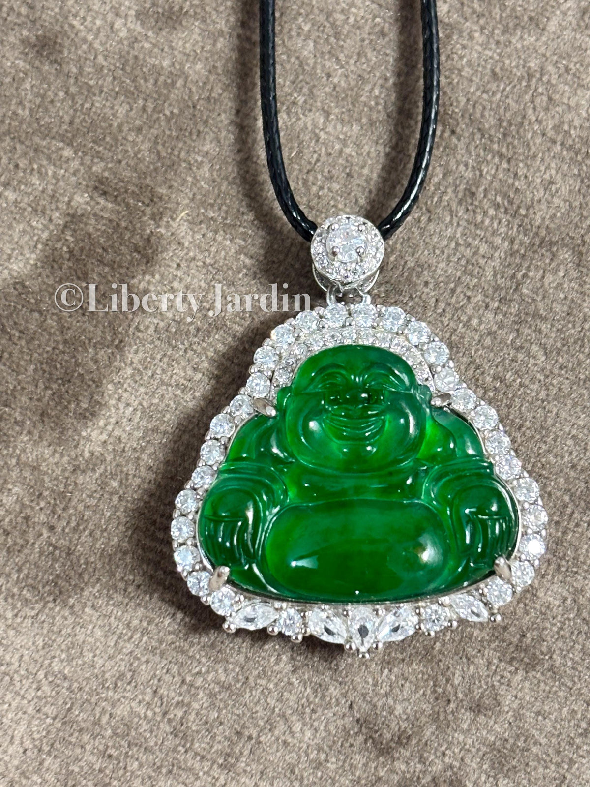 Icy Vivid Green Smiling Buddha Jadeite Pendant, Guatemalan Pendant Necklace, Certified Natural Untreated Jewellery