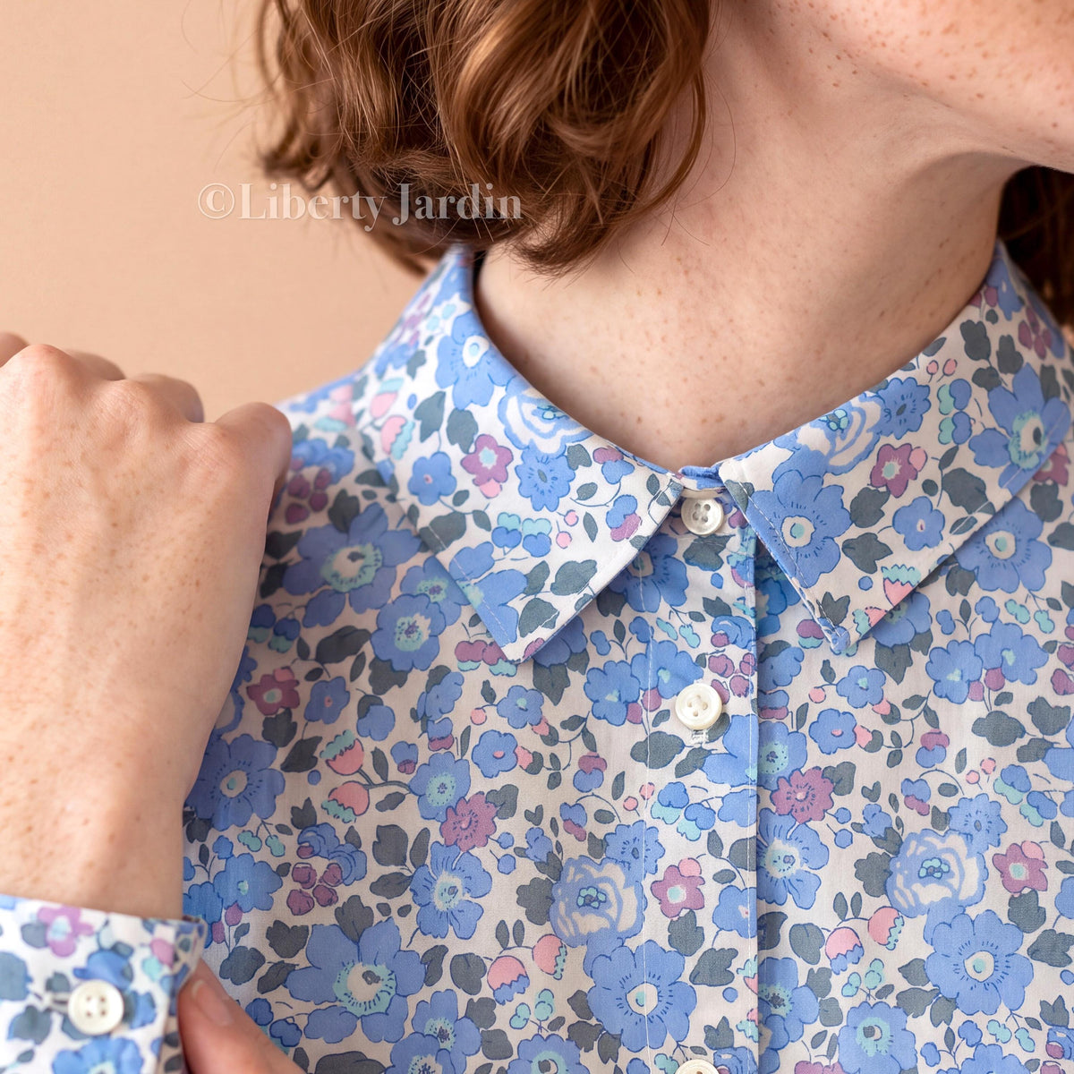 Liberty London Betsy Floral Print Woman Shirt, Long Sleeve Button Through Blouse, Handmade Customised