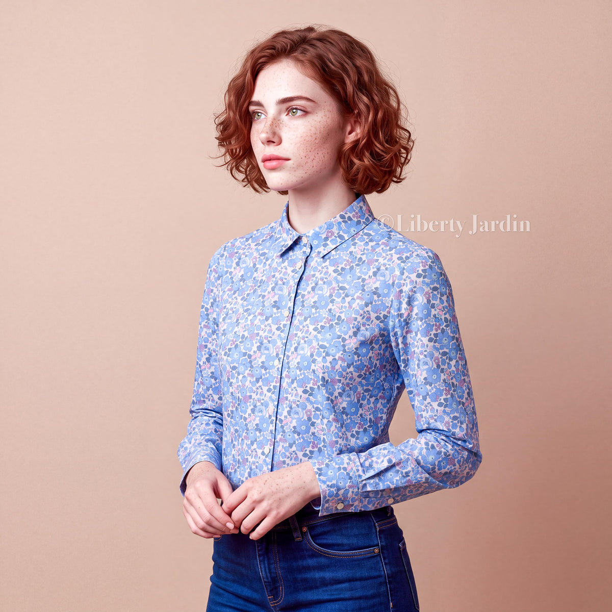 Liberty London Betsy Floral Print Woman Shirt, Long Sleeve Button Through Blouse, Handmade Customised